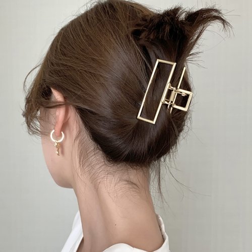 ANQSYY New 1 Piece Korean-style Gold Claw Clip Girls Medium Hair Clip Non-slip Metal Claw Clip Thick Hair & Thin Hair Gold Hair Accessories For Women （Square）