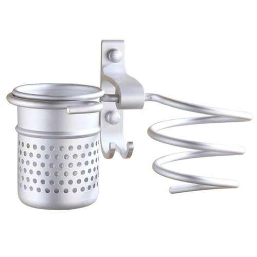 Hovico Wall Mount Hair Dryer Hanging Rack,Basket for Hair Dryer, Flat Iron, Curling Wand, Hair Straightener, Brushes - Holds Hot Tools (Silver)