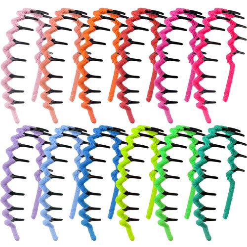Duufin 12 Pieces Zigzag Shark Tooth Hair Headbands Wave Teeth Comb Headbands Non-slip Headband Fabric Covered Colorful Zig Zag Headbands for Girls and Women, 12 Colors