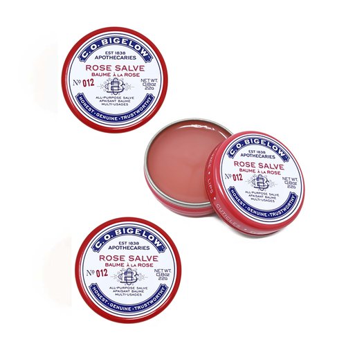 C.O. Bigelow All Purpose Salve Lip Balm Tins, Rose Salve Pack of 3 for Chapped Lips & Dry Skin - Moisturizing Lip, Cuticle 0.8 oz each