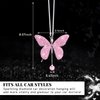 Dickno Bling Butterfly Car Accessories for Women, Diamond Car Rear View Mirror Ornament Pendant, Valentine's Day Gift, Crystal Car Hanging Decoration, Cute Rhinestone Pendant (Pink)