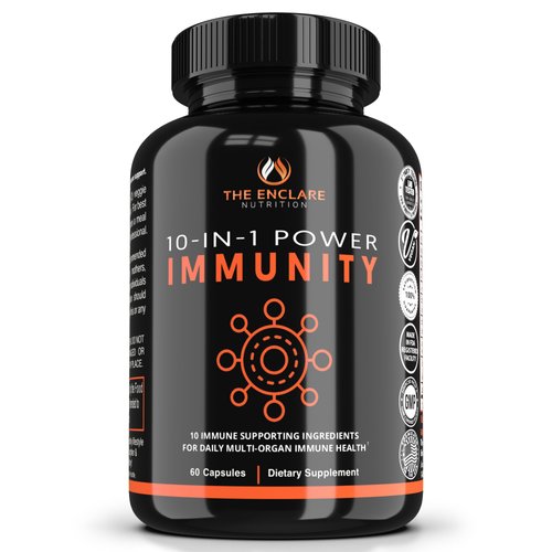 THE ENCLARE NUTRITION 10 in 1 Immune Support Booster Supplement with Echinacea, Vitamin C and Zinc, Turmeric, Ginger, B6, Elderberry for Adults Immunity Defense Vitamins, Made in USA Veg Cap 60 Ct (1)