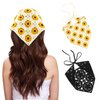 DOCILA Crochet Hair Bandana For Women Retro Lace Neckerchief/Aesthetic Sunflower Head Scarf Knitting 70s 60s Costume Headbands Scarves Black Beige Yellow