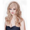 Gerulyss Long Blonde mix Brown Wig for Women Retro Wavy Wig with bangs Costume Wig for Halloween,Daily Use