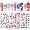 4th of July Nail Art Stickers, 8Sheets American Flag Patriotic Nail Decals Independence Day 3D Nail Stickers Nail Supply USA Flags Heart Star Design Manicure Sliders for Memorial Day Nail Decorations
