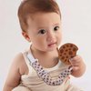 Baby Food Grade Silicone Teether with Adjustable Pacifier Clip Holder,Essentials Teething Toys,Highly Effective Pain Relief for 3 Months+ Boy and Girl,BPA Free,Freezer Safe (Cookie)