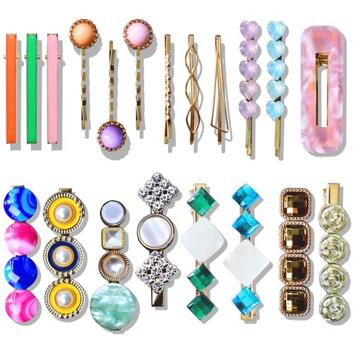 Hair Clips Wenida 20 Pieces Fashion Acrylic Resin Metal Hair Pins Crystal Marble Barrettes Bobby Pins Decorative Hair Styling for Women Girls