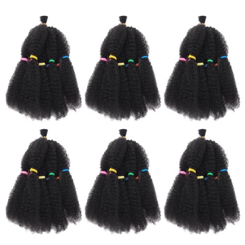 Afro Kinky Hair 12 Inch 6 Packs Pre Stretched Afro Kinky Twist Hair Afro Braiding Hair Kinky Twist Crochet Braids Synthetic Hair Extensions For Women (12 Inch (Pack of 6), #1B)