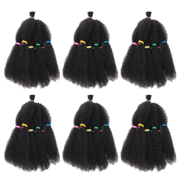 Afro Kinky Hair 12 Inch 6 Packs Pre Stretched Afro Kinky Twist Hair Afro Braiding Hair Kinky Twist Crochet Braids Synthetic Hair Extensions For Women (12 Inch (Pack of 6), #1B)