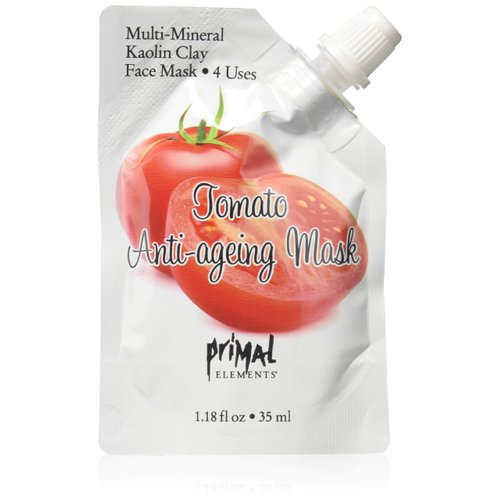 Primal Elements Face Mask, Clay Mud Facial Treatment, Reduce Pores & Treat Blackheads, Multi-Use Package, 1.18 oz - Tomato Anti-Aging