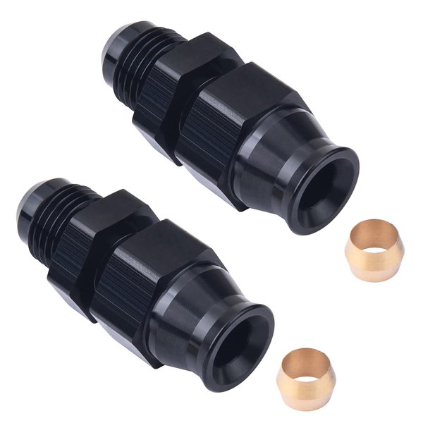 EVIL ENERGY 6AN Male to 3/8" Hardline Compression Fitting Adapter Aluminum Black 2PCS