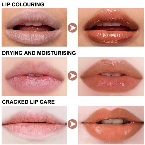 GEUUFEA Moisturizing Lip Balm, Hydrating Lip Gloss, Non-Sticky Tinted Lip Oil, Glossy Lip Gloss, Waterproof & Long Lasting Moisturize Dry Chapped Lips
