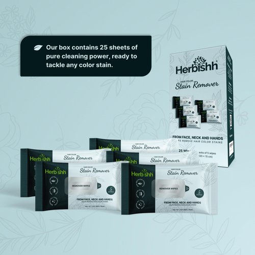 Herbishh Hair Color Stain Remover Wipes - Gentle Formula for Dye Cleanup, Skin-Friendly Travel Pack (Pack of 5)