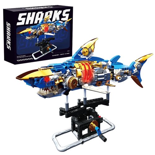RiceBlock Shark Building Blocks Sets, Sea Animal Building Toys for Ages 8-13, Adult Challenge STEM Toys for Kids, Adults Crossing Ocean, 685 Pieces