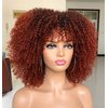 CC Hair 14inch Curly Afro Wigs for Black Women Short Kinky Curly Wigs with Bangs Black To Copper Afro Hair Synthetic Fibre Wigs BLACK R