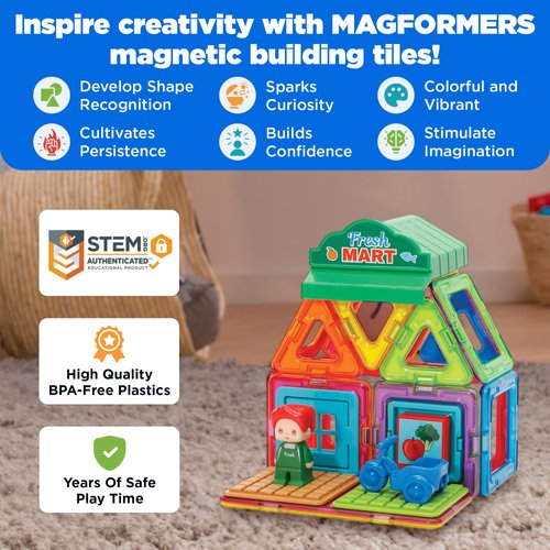 Magformers - Mart Set, Multicolor, Magnetic Building Tiles, Blocks - Educational Magnetic Building STEM Toy