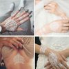 6 Sheets White Henna Temporary Tattoos for Women Girls Lace Fake Tattoo Stickers Mystery Sexy Mandala Flower Body Art Design Waterproof Henna Sticker DIY Goddess Look