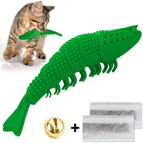Smokey's Stash Cat Toy Interactive Catnip Dental chew cat Toothbrush refillable with Bell (Toy)