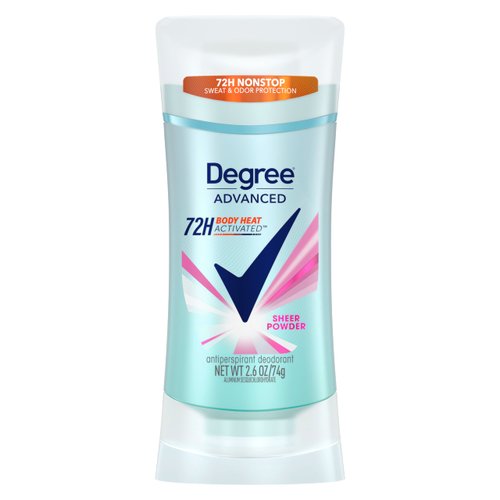 Degree Advanced Protection Antiperspirant Deodorant Sheer Powder for 72-Hour Sweat & Odor Control for Women, with Body Heat Activated Technology, 2.6 oz