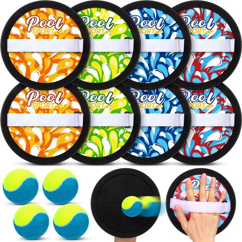 Relaxgiant Water Grip Ball Toss and Catch Ball Game Set Include 8Pcs Water Paddle 4Pcs Ball Waterproof Catch Beach Toy Set Throw Sport Game for Swimming Pool Beach Backyard Game(Assorted Color)