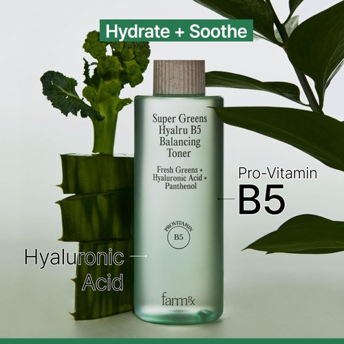 Christmas Gifts Farm Rx Super Greens Hyalru B5 Balancing Toner (Latest Version) - Korean Skin Care, Lightweight, Hydrating, Soothing, Water-Based. Hyaluronic Acid, Panthenol, Vegan (6.4fl oz)