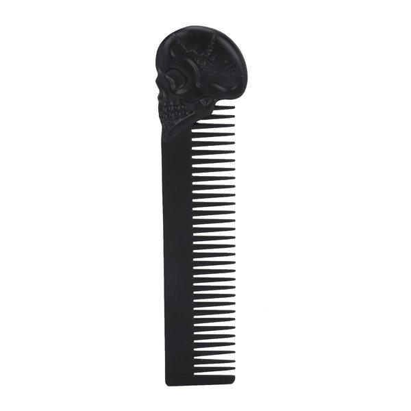 Pocket Beard Comb, Hairdressing Comb, Zinc Alloy Skull Pattern Hair Styling Mustache Shaping Oil Hair Comb(black)