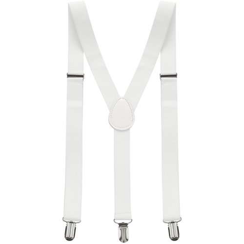 Allegra K Lady Woman Adjustable Metal Clamp Elastic Suspenders Braces one size White