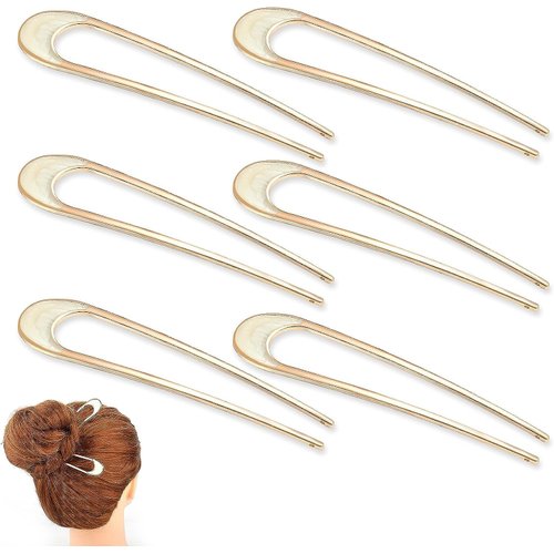 6 Pcs Gold U Shaped Hair Pins,Sublaga French Hair Pins Metal French U Pins Vintage Hair Fork Hair Pin for Buns Women Girls Hairstyle Accessories, Hair Accessories