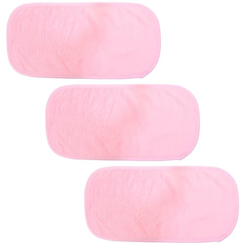 Mini Skater 3pcs Makeup Remover Face Towels Soft Microfiber Reusable Facial Wash Cloth for Skin Hand and Face Eye Lips Beauty Facial Cleansing Eraser (Pink)