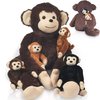 Youthfuljive 5 Pcs Monkey Stuffed Animal Set,Mom and Baby Stuffed Monkeys,A Pregnant Monkey Plush Toy and 4 Small Monkey,Christmas Birthday Gifts for Kids