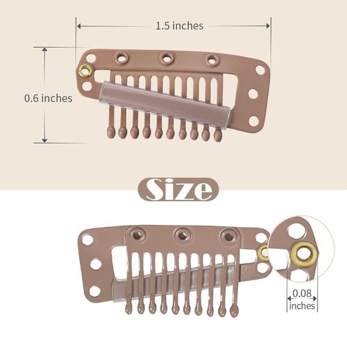 Dreamlover Wig Clips, Hair Extension Clips, Wig Clips to Secure Wig, 10 Teeth, Brown, 30 Pieces