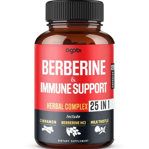 Premium Berberine Supplement with Ceylon, Ashwagandha, Turmeric, Milk Thistle, Elderberry & Black Pepper - Supports Immune System, Cardiovascular & Gastrointestinal - 120 Capsules