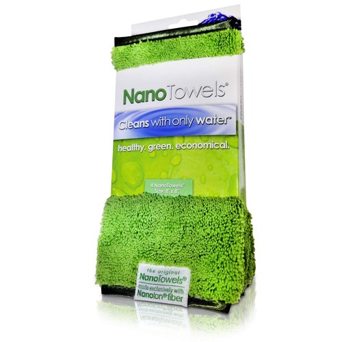 Life Miracle Nano Towels - Amazing Eco Fabric That Cleans Virtually Any Surface with Only Water. No More Paper Towels Or Toxic Chemicals. 4-Pack (8x8, Green)