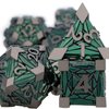 ORIFANTOU 7PCS Metal DND Dice Set Green D&D Dice with Box, Debris RPG D and D Dice Dungeons and Dragons Role Playing Game Polyhedral Dice Set D20 D12 D10 D8 D6 D4