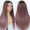 Raxylll Ombre Purple Synthetic Lace Front Wigs Straight Heat Resistant Natural Hairline Fiber Hair Glueless Lace Wigs for Women 26 inch