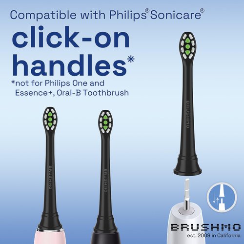 Brushmo Compact Replacement Toothbrush Heads Compatible with Philips Sonicare HX6072, Black 8 Pack