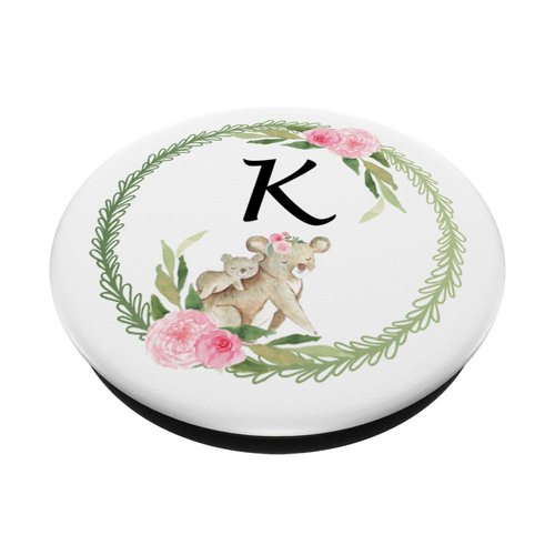 Cell Phone Pop Out Holder,Cute Koala Bear Flower Letter K PopSockets PopGrip: Swappable Grip for Phones & Tablets