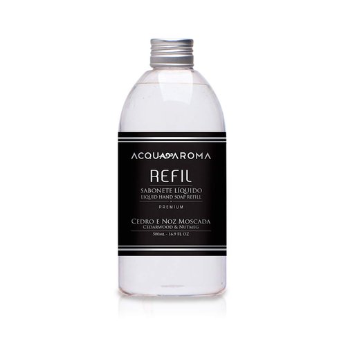 Premium Silver Liquid Hand Soap Refill Cedarwood & Nutmeg 16.9 FL OZ (500mL) by Acqua Aroma Handcrafted Made in Brazil