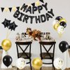 Black and Silver Birthday Party Decorations, Happy Birthday Decorations for Men Women Boys Girls with Happy Birthday Balloon Banner, Fringe Curtains,Star Balloons Kit For Boys Birthday Party Supplies