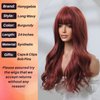 Honygebia Dark Red Wig with Bangs - Burgundy Wigs for Women, Wine Red Long Straight Layered Realistic Hair, Natural Synthetic Heat Resistant Wigs for Thanksgiving/Christmas/Cosplay/Party