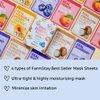 FARMSTAY Real Essence Mask Combo Pack, 0.78 fl. oz. x 12 (Blueberry, Peach, Manuka Honey, Shea Butter)