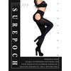 SUREPOCH Suspender Tights for Women Plus Size Garter Belt Black Control Top Pantyhose
