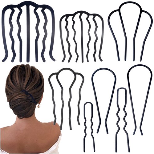 8 Piece U Shape Hair Combs Hair Fork for Women Accessories, Hair Side Combs for Updo Bun, French Style Hair Sticks Forks for Vintage Hairstyle French Twist Hair Tool