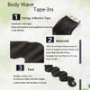 Human Hair Extensions Tape ins for Black Women, Body Wave Glue in Hair Extensions Real Human Hair,Body Wave Tape in Hair Extensions Human Hair 18Inch 50Grams 20PCS/Pack