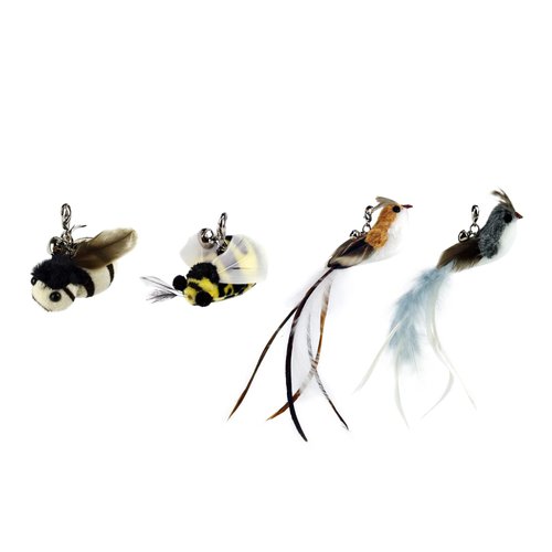 TTcat Cat Feather Toy Replacement Cat Toy Wand Refills, 4 Pcs Simulation Insects Bird Feathers Refills, Cat Toy Replacement Feathers for Cat Wand…