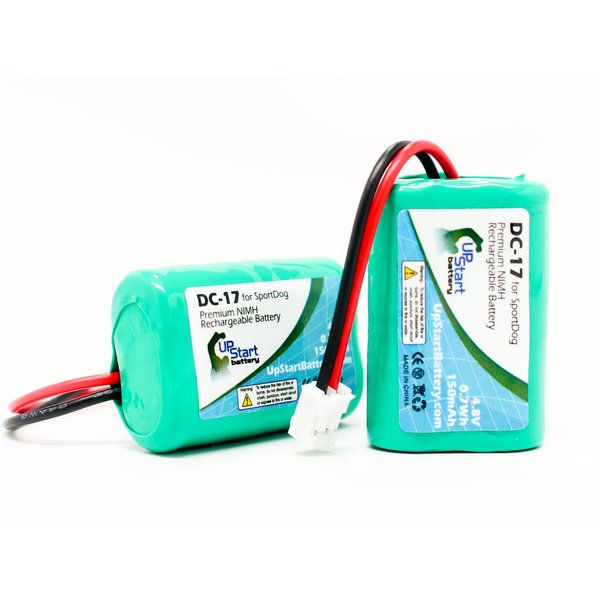 2 Pack Replacement for SportDog SD-400 Receiver Battery - Compatible with SportDog DC-17 Dog Training Collar Battery (150mAh 4.8V NI-MH)