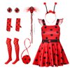 Mikovivi LLadybug Costume Set, 7pcs 100 Days of School Ladybug Costume Accessories Ladybug Halloween Costume Ladybug Dress Costume