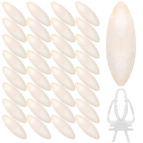 40 Pcs Cuddle Bone Cuttlefish Bone 3.0" to 3.5" Cuttlebone for Birds with 1 Parakeet Cuttlebone Holder Bird Cage Food Clip, Parakeet Toys Chew Toy for Birds Parrots Cockatiels Budgie Snails Reptiles