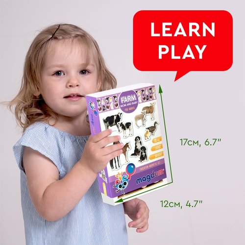 18 Fridge Magnets for Toddlers Magdum - MOM and Baby Kids Magnets for Fridge - Toddler Magnets for Refrigerator - Magnetic Animals - Fridge Magnets for Kids - Animal Magnets - Toddler Fridge Magnets