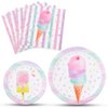WERNNSAI Ice Cream Plates and Napkins - Ice Cream and Popsicle Theme Party Supplies for Girls Birthday Disposable Tableware Dessert Plates Luncheon Napkins Serves 16 Guests 48PCS